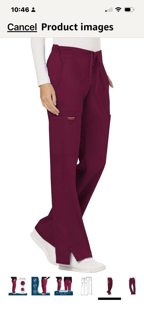 Cherokee Revolution Moderate Flare Drawstring Pant WW120 Wine Medium